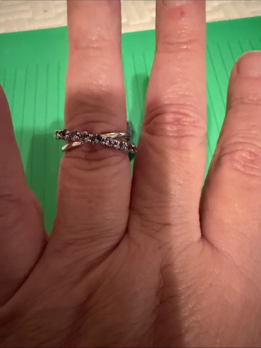 Effy Silver Crisscross Ring with Dark Stones
